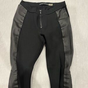Alice and Olivia Black Leggings with Leather Panel
